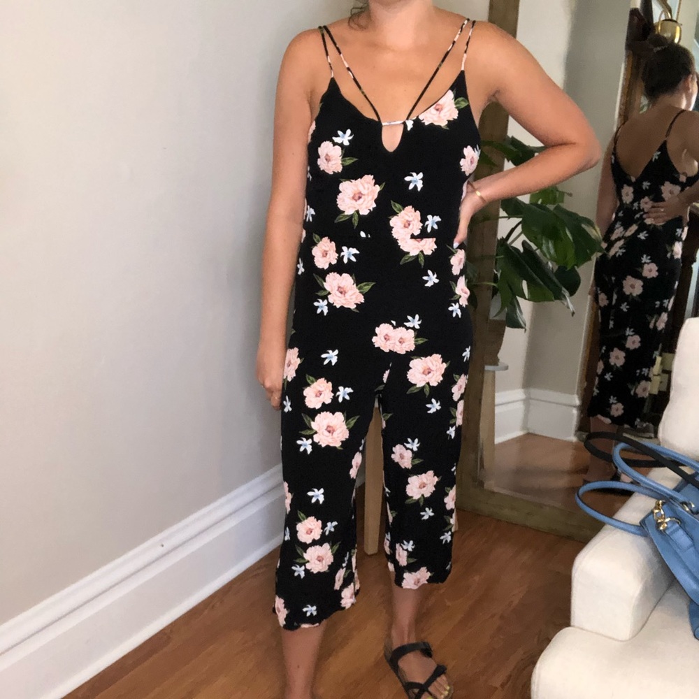 floral wide leg jumpsuit